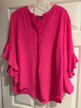 Vince Camuto Hot Pink Ruffle Sleeve Blouse